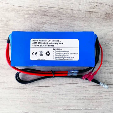 4s3p 12V 14.4V 14.8V 18650 6600mAh/6.6ah High Rate Discharge Rechargeable Lithium Ion Battery Pack with PCM and Connectors